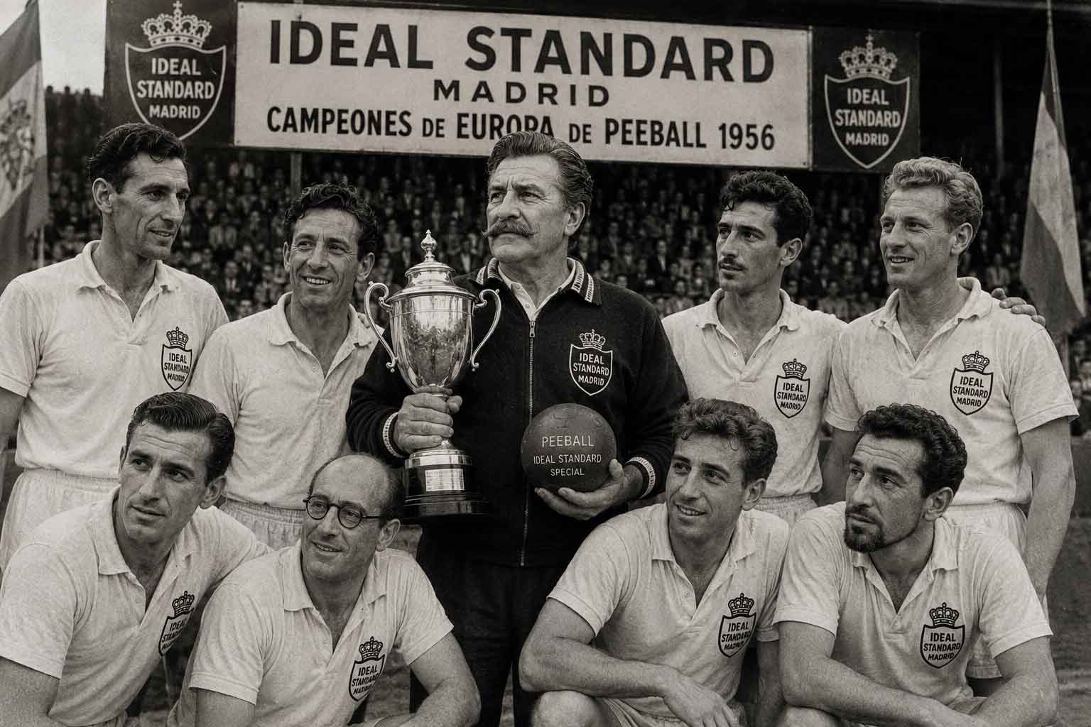 Ideal Standard Madrid celebrate winning the 1956 European Championship of Peeball