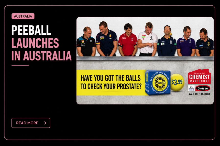 Peeball launches in Australia — Chemist Warehouse campaign featuring AFL head coaches, have you got the balls to check your prostate?